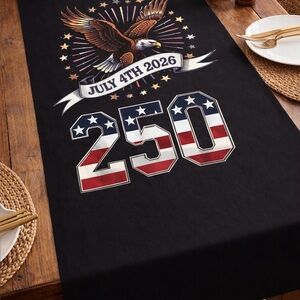 Custom 250th Anniversary of USA Patriotic Black Table Runner